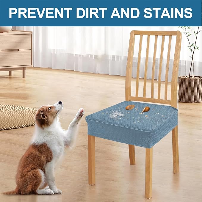 Smiry Waterproof Seat Covers for Dining Room Chairs Set of 2, Stretch Jacquard - Image 6