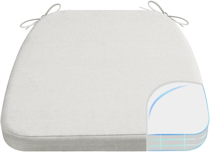 AAAAAcessories D-Shaped Chair Cushions, Machine-Washable Cover, Natural Linen by AAAAAcessories