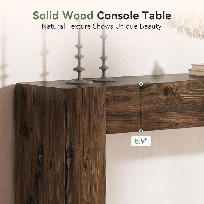 Solid Wood Console Table, 63-Inch Farmhouse Sofa Table Behind Couch - Image 5