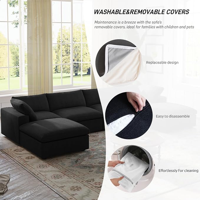 Cloud Couch Modular Sectional Sofa, 160.6" L Shaped Convertible Sectional Sofas - Image 4