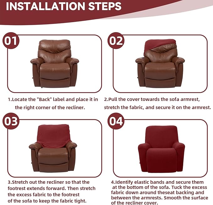 Cupuamon Recliner Chair Covers, Lazy Boy Recliner Covers Stretch Reclining - Image 6