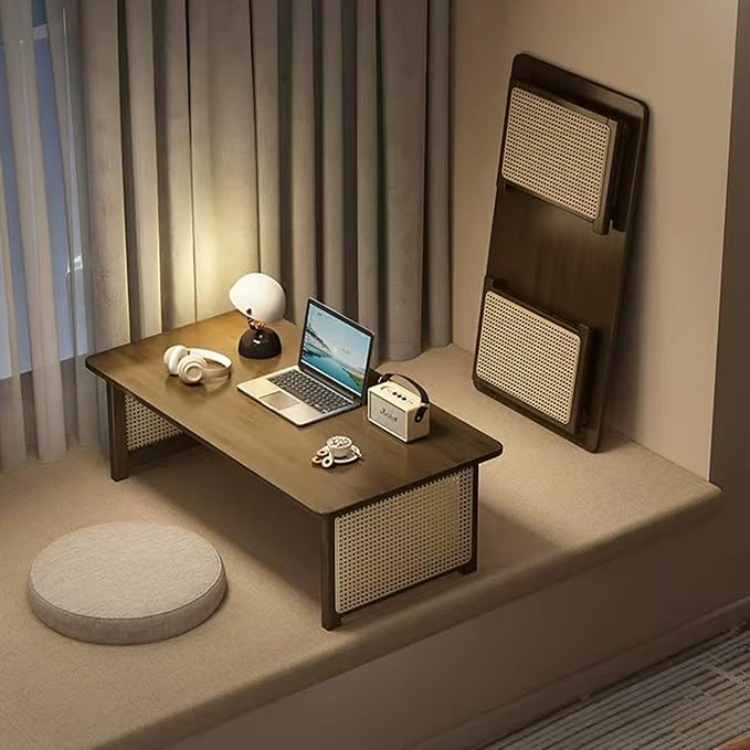 Japanese Floor Table Bamboo Folding Coffee Table Portable Solid Wood Japanese - Image 3