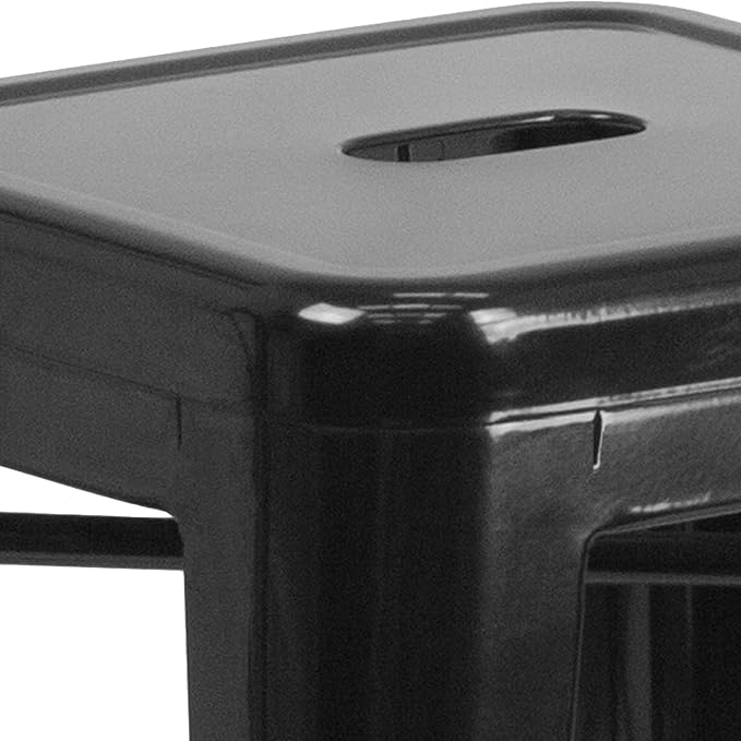 Flash Furniture Lily 4 Pack Commercial Grade 24" High Backless Black Metal - Image 6