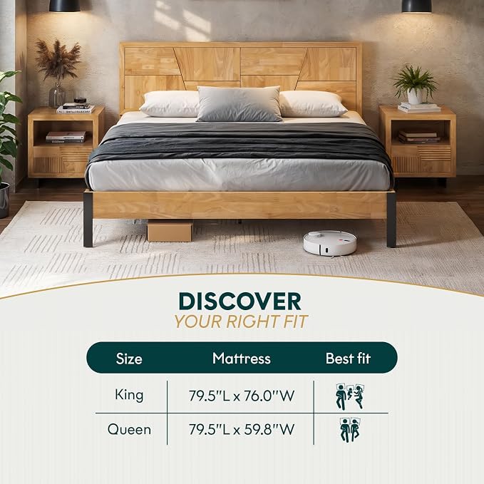 Bme Trapeze King Bed Frame – Modern Solid Wood Bed - Image 7