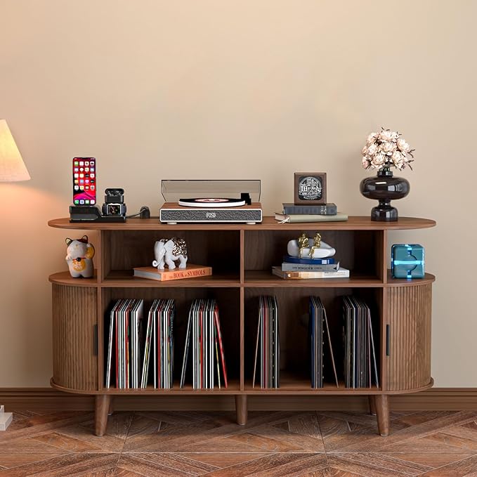 LUVIOHOME Large Round Record Player Stand by LUVIOHOME