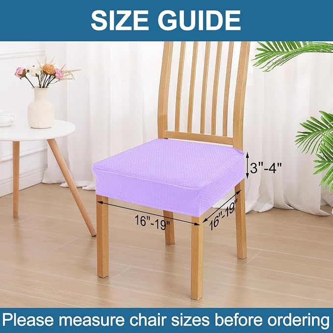 Smiry Waterproof Seat Covers for Dining Room Chairs Set of 2, Stretch Jacquard - Image 2