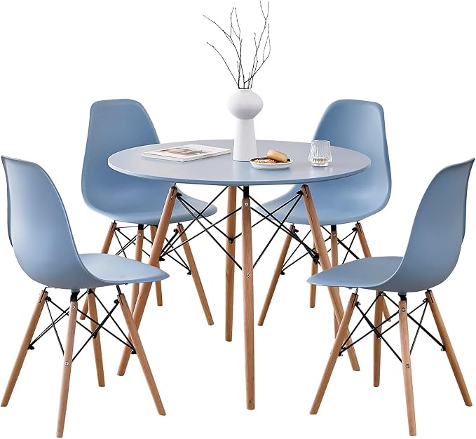 5-Piece Round Dining Table Set, Small 35.5" Kitchen Table Chairs Set of 4 Space by LECAFURHL