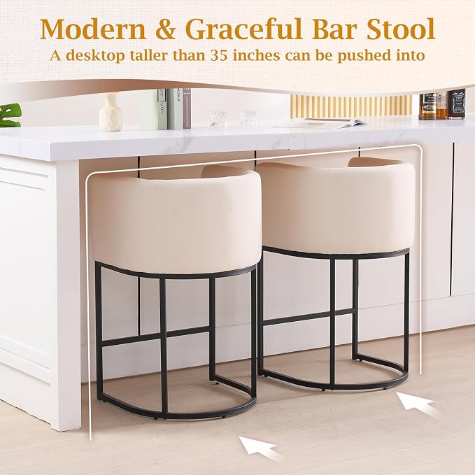 ClinQ 26" H Counter Height Bar Stools Set of 3, Modern Barrel Counter Stools - Image 4