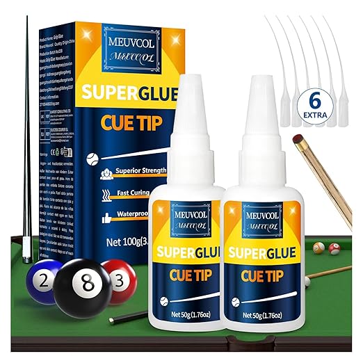 Pool Cue Tip Glue 100g, Quick Dry Billiard Cue Tip Glue by Meuvcol