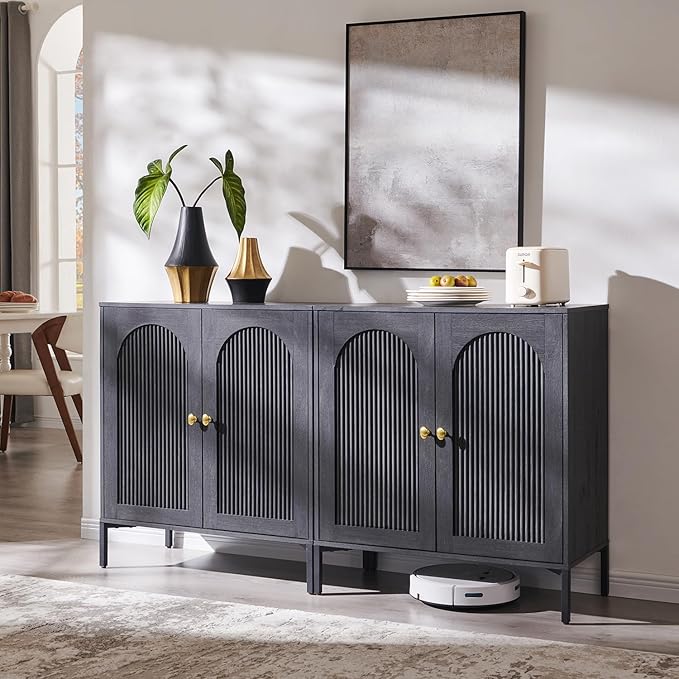 IFBUY Modern Sideboard Buffet Cabinet, 61.75" W Fluted Arched Buffet Cabinet by IFBUYFarmhouseFurniture
