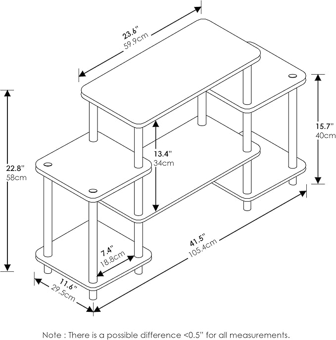 Furinno Turn-N-Tube No Tools Entertainment TV Stands, Beech/White, Square Corner - Image 3