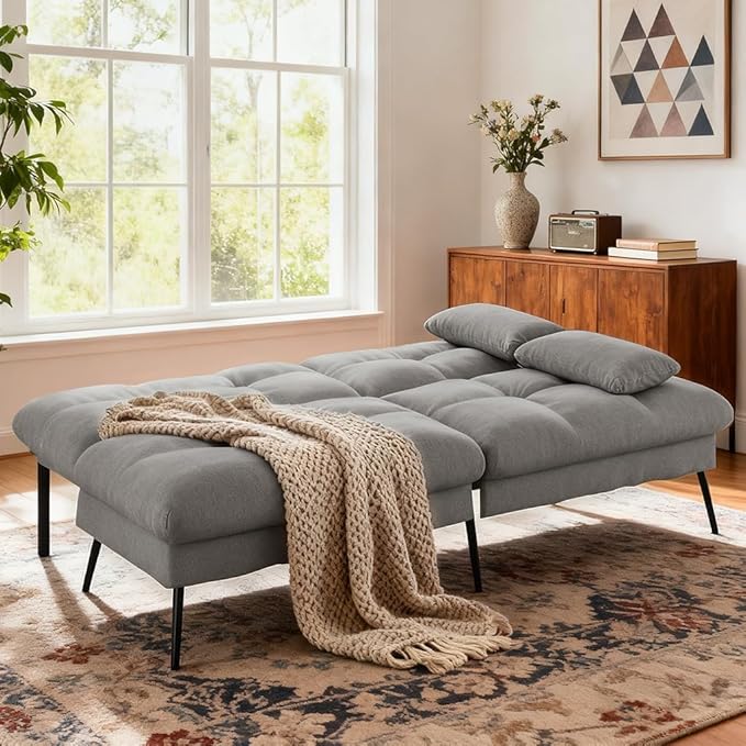 COMHOMA 72″ Futon Sofa Bed, Convertible Fabric Couch - Image 4