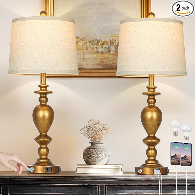 Cinkeda 28" Farmhouse Table Lamps Set of 2 by Cinkeda