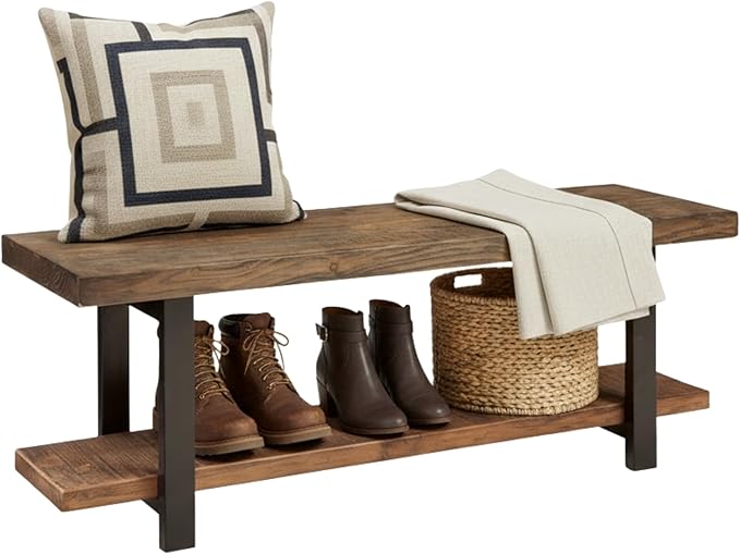 Alaterre Furniture Pomona Entryway Bench – Modern Rustic 48-Inch Solid Wood by AlaterreFurniture
