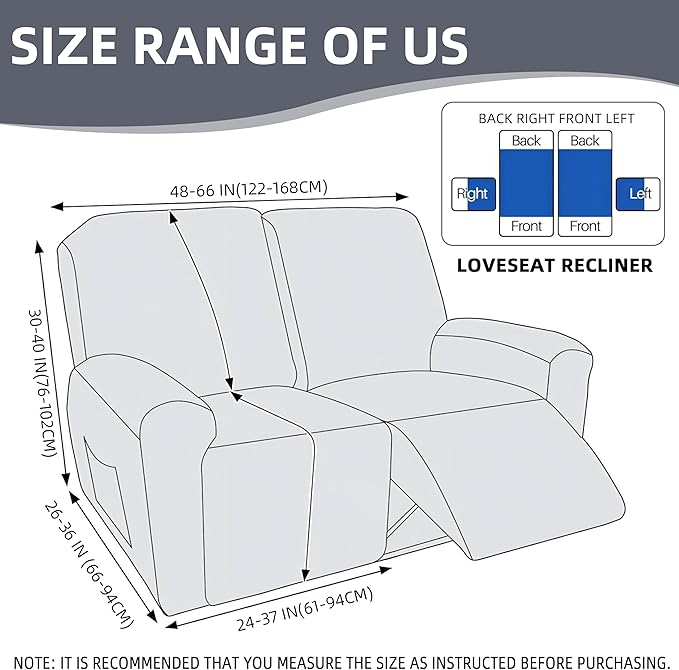 Genina Recliner Loveseat Covers, Stretch Reclining Sofa Covers, 2 Seater Couch - Image 5