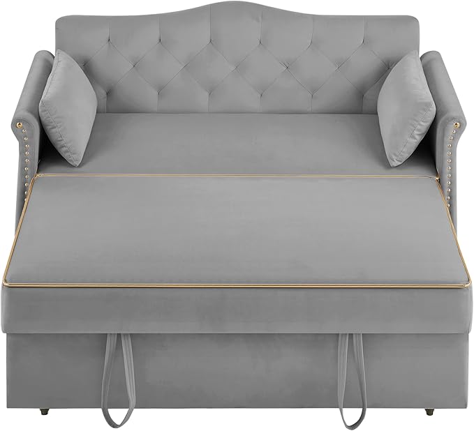 hansones 65'' 3-in-1 Folding Sofa Bed – Queen Size Pullout, Modern Chenille - Image 5