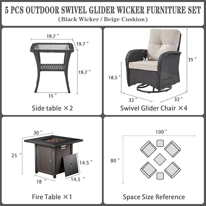 Belord 7 Piece Wicker Patio Furniture Set - Image 2