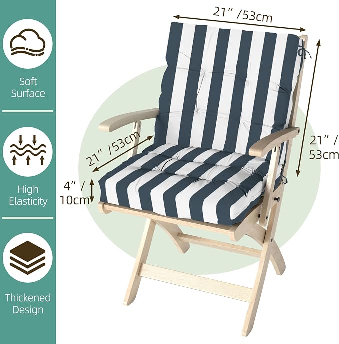Outdoor Chair Cushions Set of 2, High Back Soft Seat Pad - Image 9