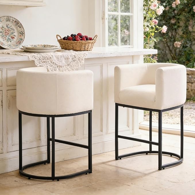 ClinQ 26" H Counter Height Bar Stools Set of 6, Modern Barrel Counter Stools - Image 8