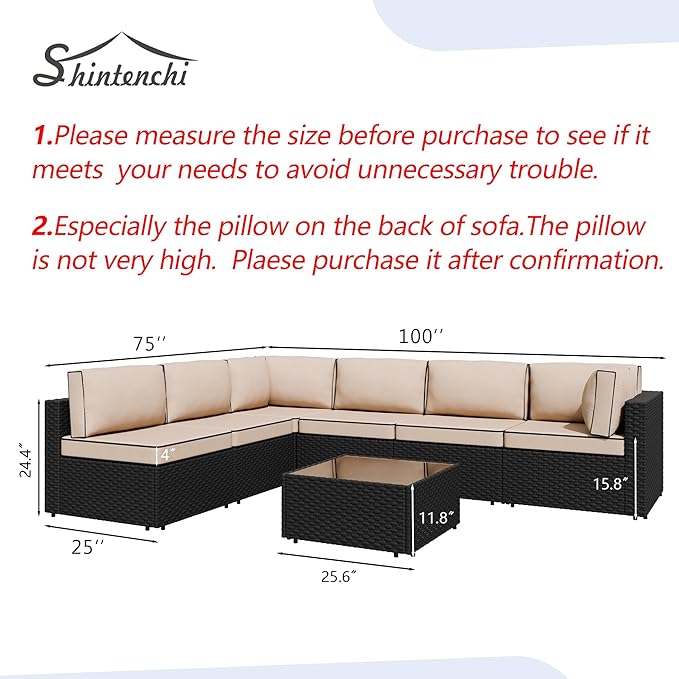 7 Piece Outdoor Patio Furniture Set, All Weather Conversation Set - Image 3