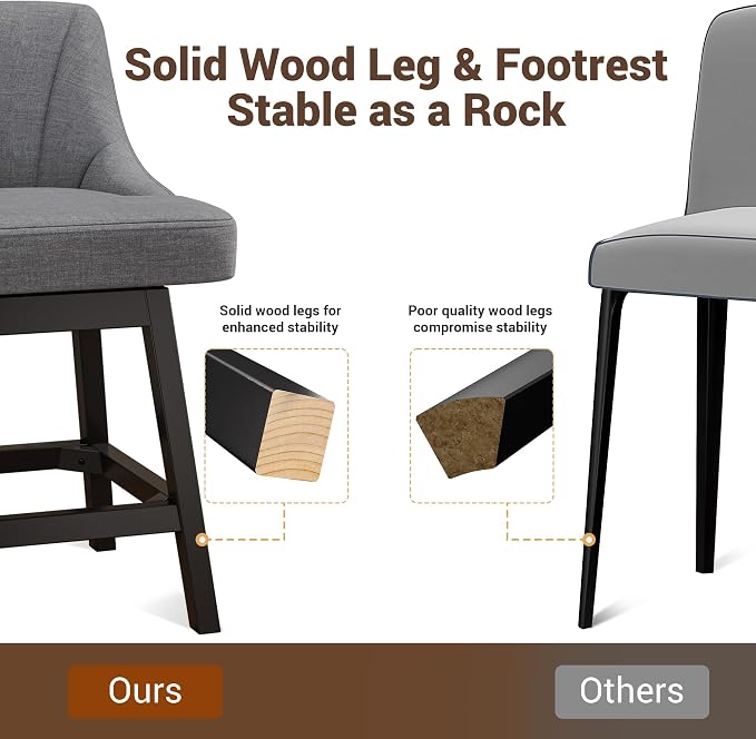 YaFiti Swivel Bar Stools Set of 2, 26 Inch Counter Height Bar Stools - Image 9