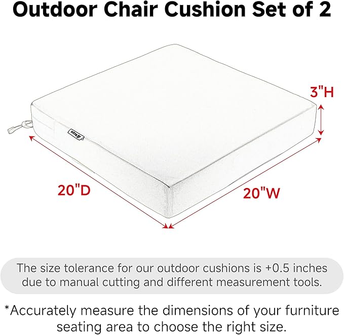 Favoyard Patio Chair Cushions 20 x 20 x 3 Inch Waterproof Outdoor Seat Cushions - Image 2