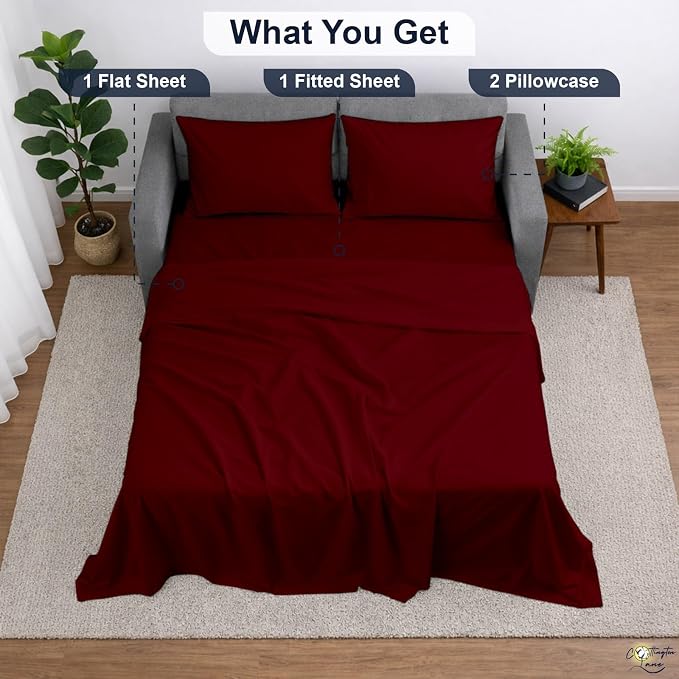 Cottington Lane Sleeper Sofa Sheets Full Size, 4 Piece Premium Quality 100% - Image 5