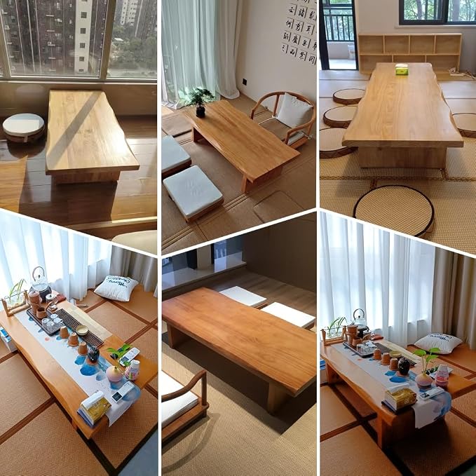180cm Japanese Floor Table -Vintage Solid Wooden Tatami Table, Low Rectangular - Image 3