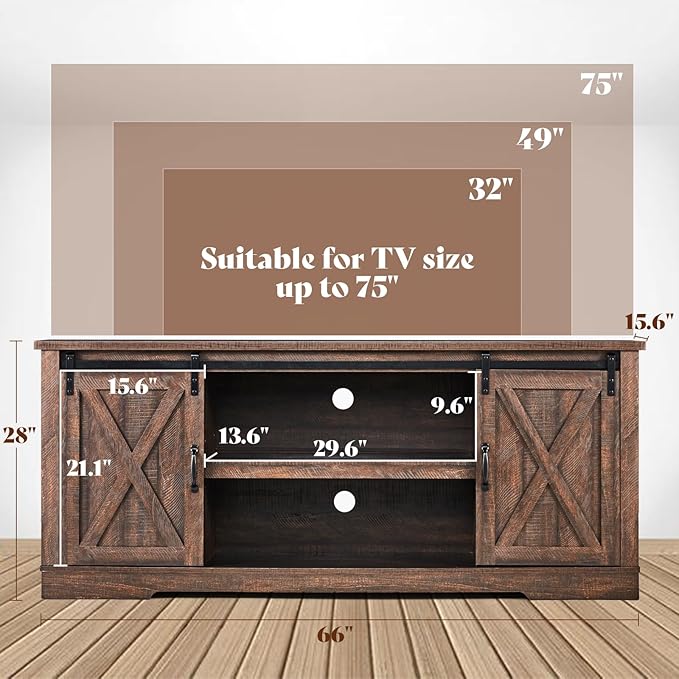 AMERLIFE 66" Farmhouse TV Stand - Image 2