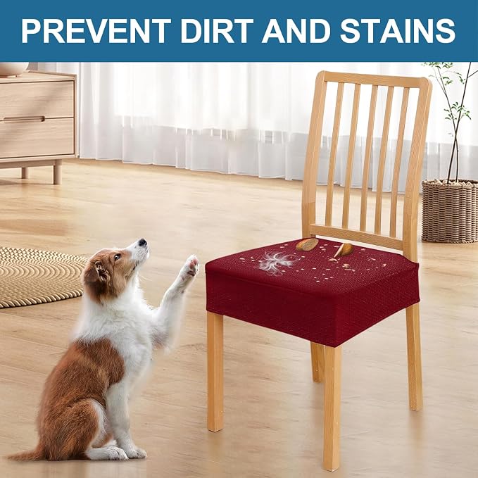 Smiry Waterproof Seat Covers for Dining Room Chairs Set of 6, Stretch Jacquard - Image 6