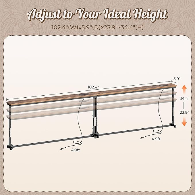 Huuger 102.4 Inch Behind Couch Table - Image 2