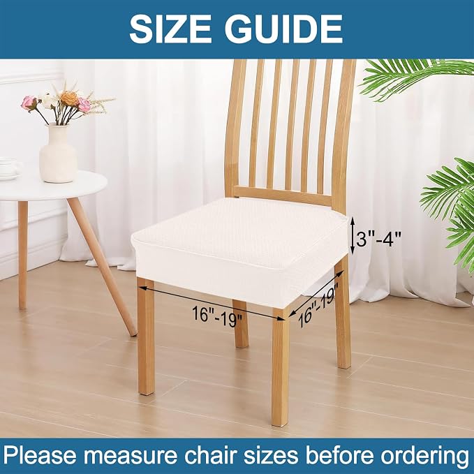 Smiry Waterproof Seat Covers for Dining Room Chairs Set of 2, Stretch Jacquard - Image 2
