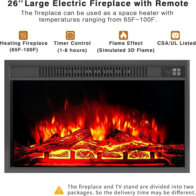 YESHOMY Fireplace TV Stand for Television up to 65+ Inch - Image 2