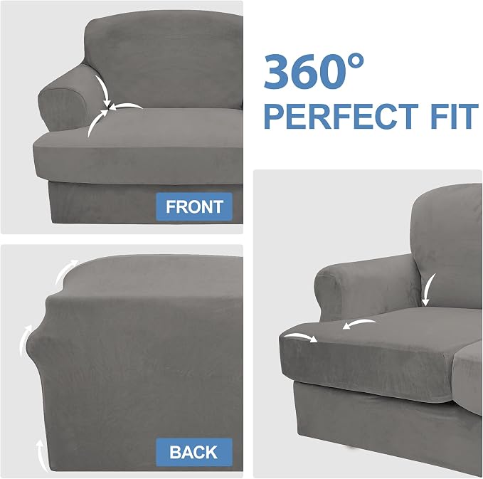 CUCRAF T Cushion Sofa Cover 2 Piece Armchair Slipcovers, Soft Thick Velvet - Image 8
