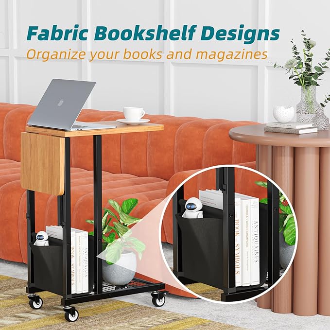 Simple Trending C Shaped End Table, Folding TV Tray Couch Side Table - Image 4