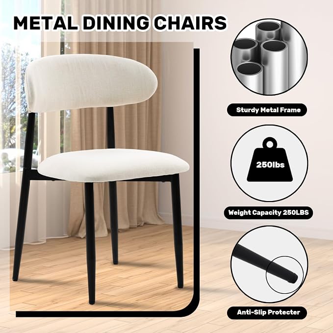 UVV Dining Chairs Set of 6, Metal Kitchen Chairs - Image 7