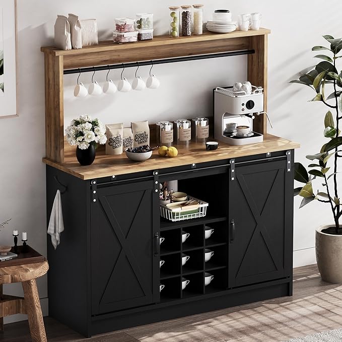 4ever2buy Farmhouse Coffee Bar Cabinet - Image 6
