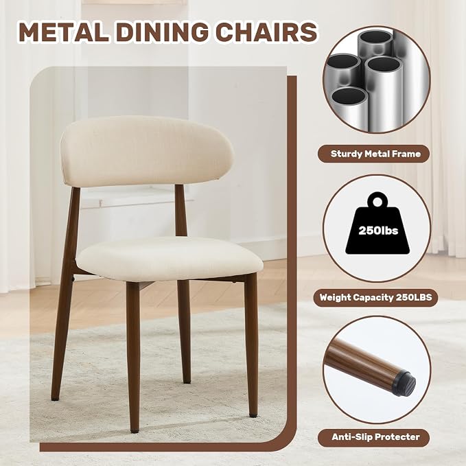 UVV Dining Chairs Set of 8, Metal Kitchen Chairs - Image 6