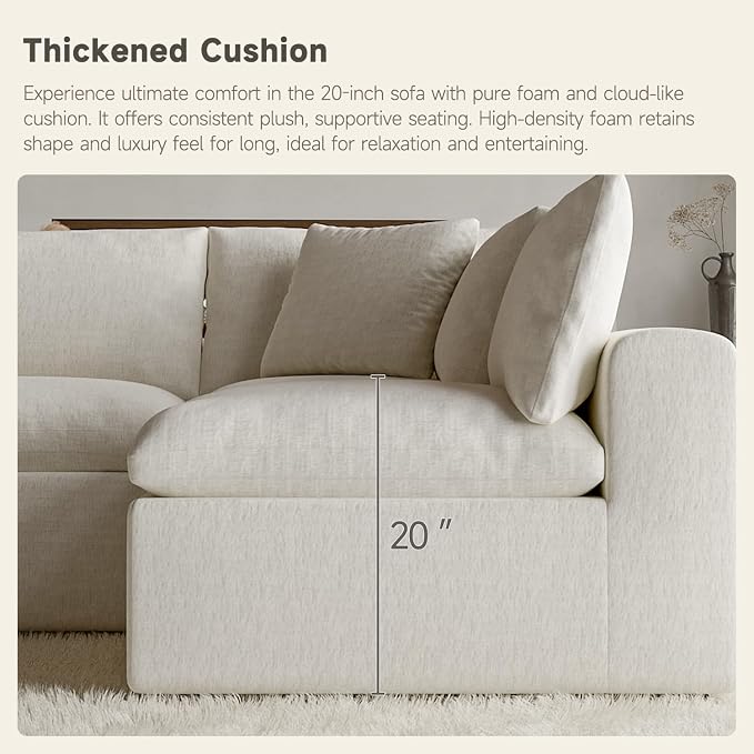 130" Oversized Boneless Cloud Couch, Modular Sectional Couches - Image 8