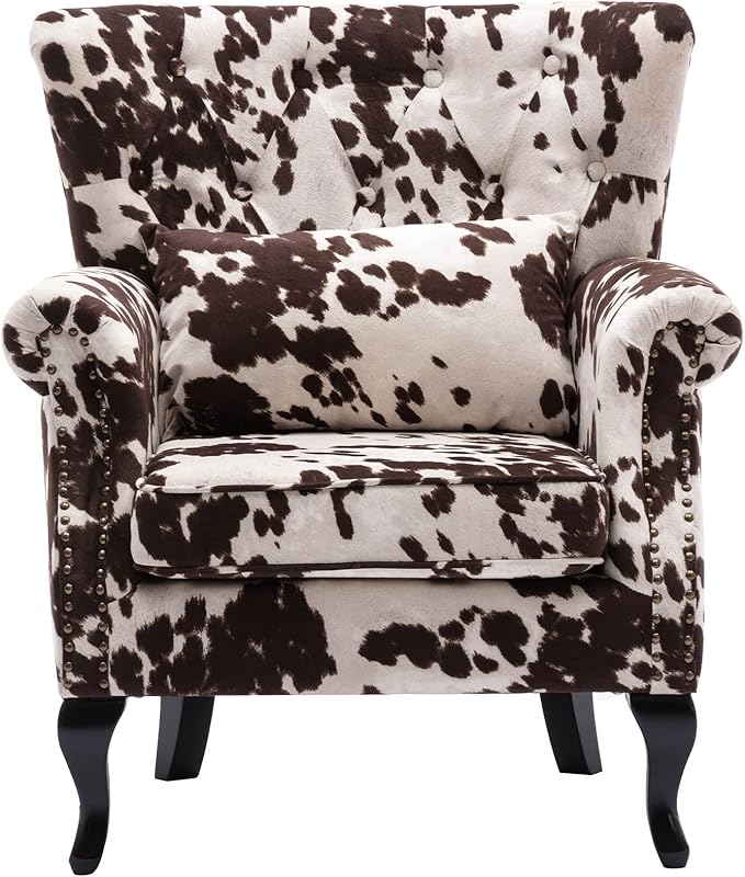 Mid Century Accent Chair Modern Button Tufted Armchair Wingback Club Chair by DMFurniture