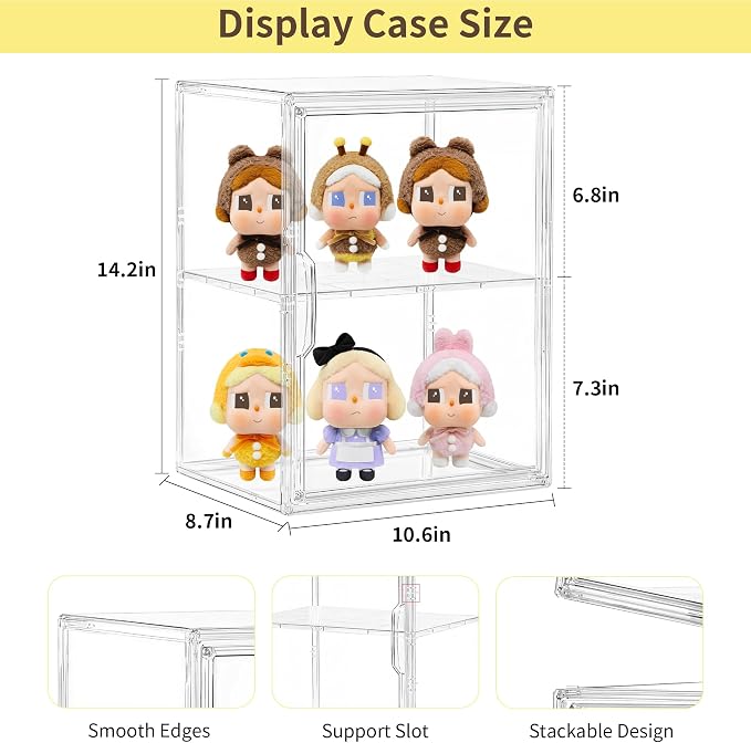 Acrylic Display Case with Removable Shelf, 2 Tier Clear Plastic Stackable - Image 6