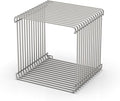 Square Geometry Retro Side Table Prime-Stainless Steel Linear Metal End Table by Unknown