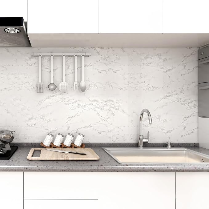 practicalWs Peel and Stick Marble Wallpaper 15.7'' x 236.2'' Marble Contact - Image 3