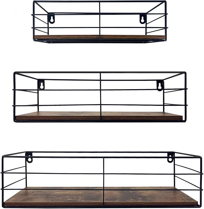 CRUGLA Floating Shelves Wall Mounted Set of 3, Hanging Storage Wall Shelf by CRUGLA