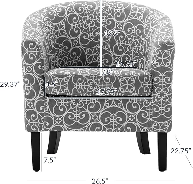 BELLEZE Accent Barrel Chair Set of 2, Linen Round Chair Club Tub Sofa Corner - Image 3
