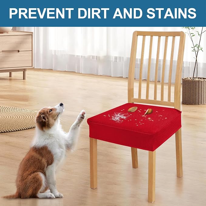 Smiry Waterproof Seat Covers for Dining Room Chairs Set of 8, Stretch Jacquard - Image 6