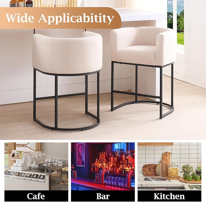 ClinQ 26" H Counter Height Bar Stools Set of 6, Modern Barrel Counter Stools - Image 4