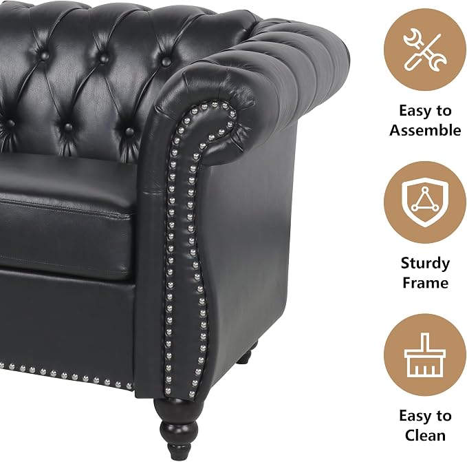 QHITTY 2 Piece Living Room Set, Sectional Chesterfield Sofa Chair Contemporary - Image 6