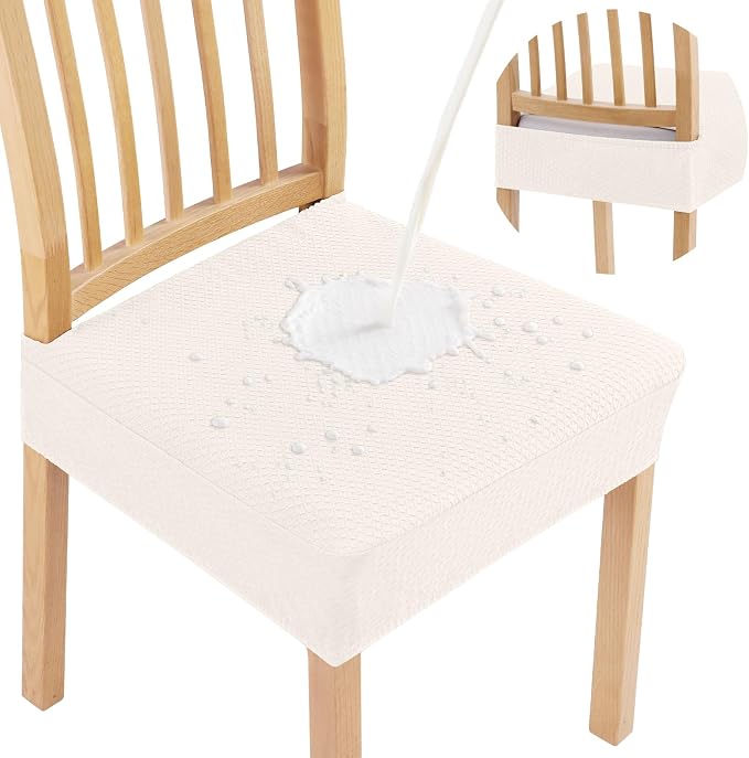 Smiry Waterproof Seat Covers for Dining Room Chairs Set of 2, Stretch Jacquard by Smiry