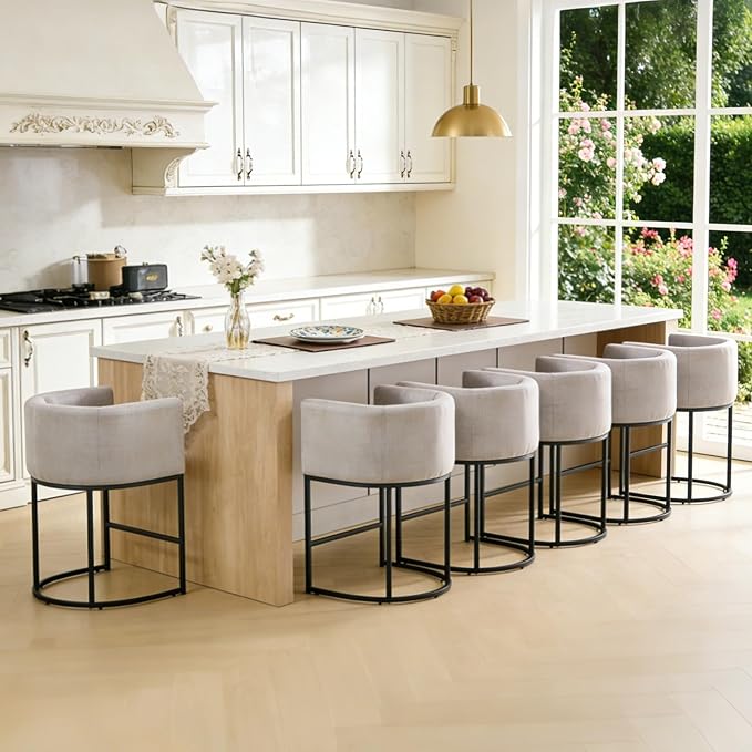 ClinQ 26" H Counter Height Bar Stools Set of 3, Modern Barrel Counter Stools - Image 7